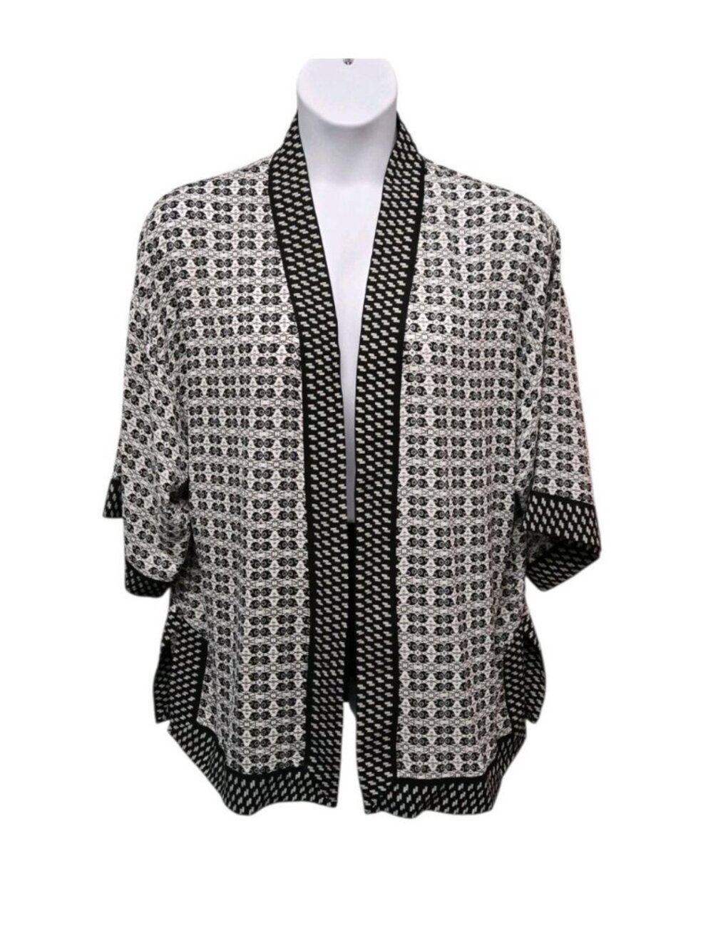 Max Studio Womens Large Kimono Geometric Print Lightweight Open Classic